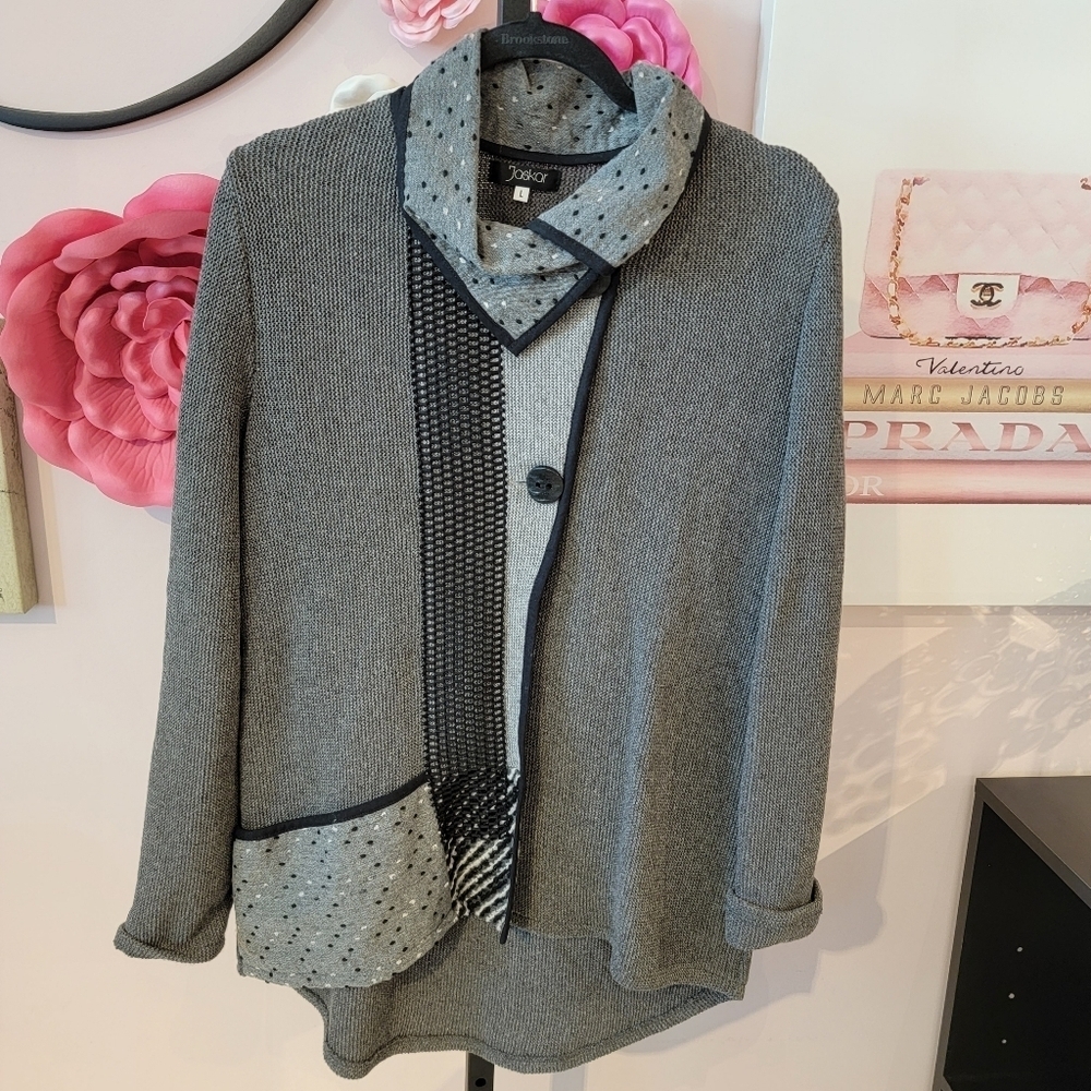Jaskar Multi Pattern Grey Cardigan